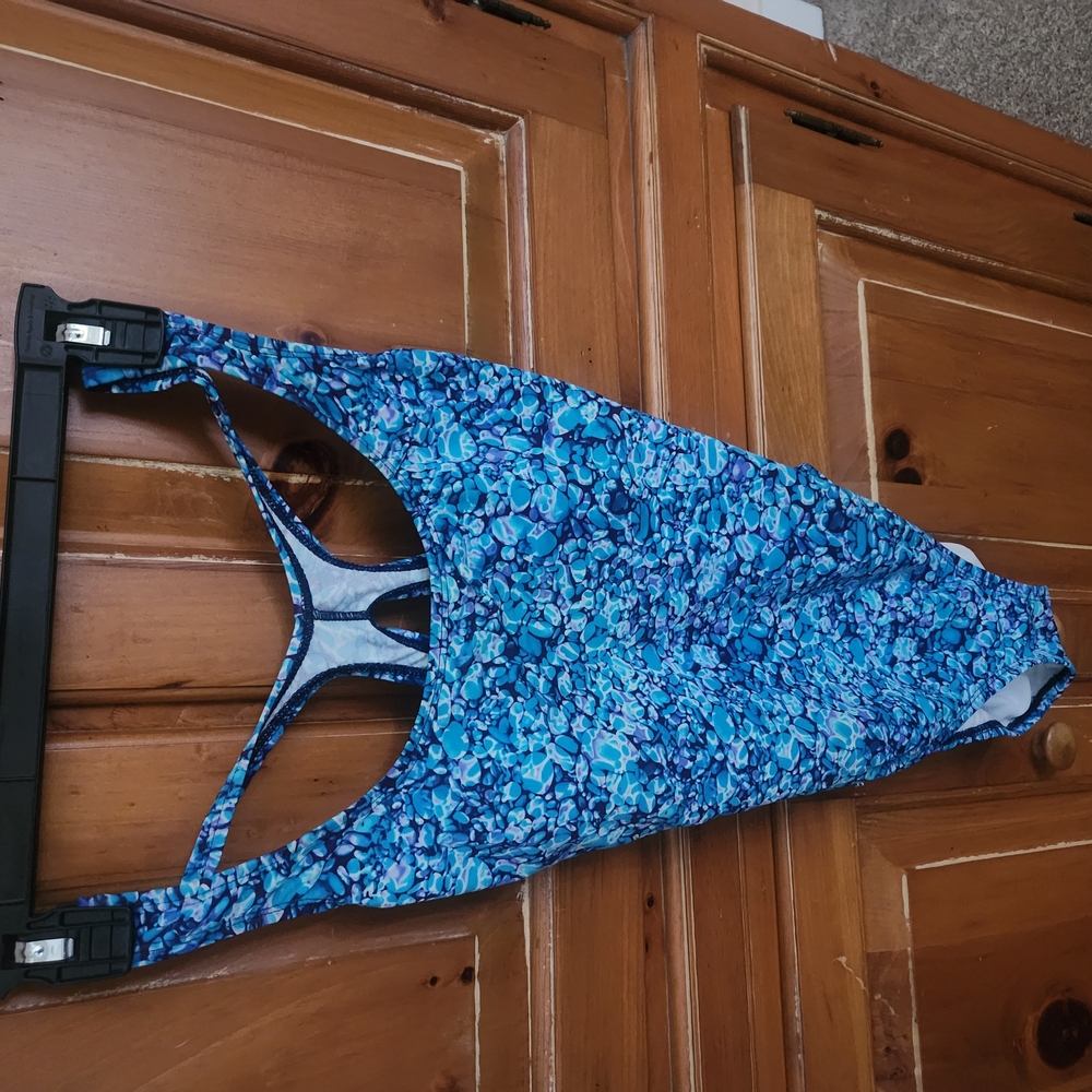 Speedo Blue Patterned Women's One Piece Swimsuit